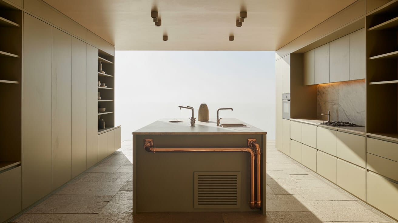 open plan area plumbing